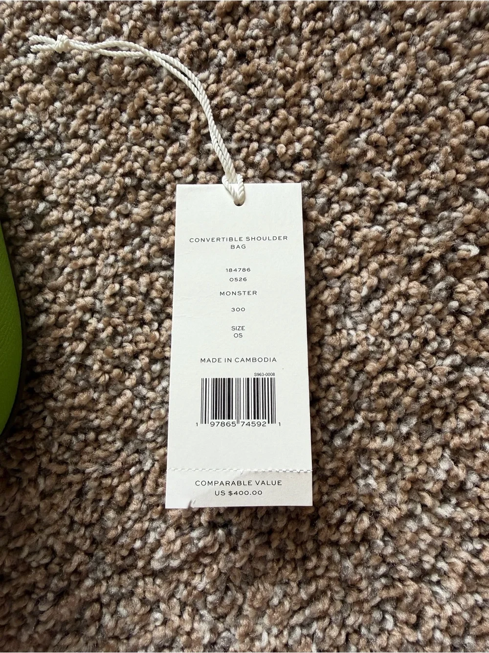 TORY BURCH Convertible Shoulder Bag in Monster Green Leather